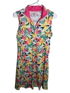 Emerald 18 Dress Women's Small Floral Golf Athletic Collared 1/4 Zip Active